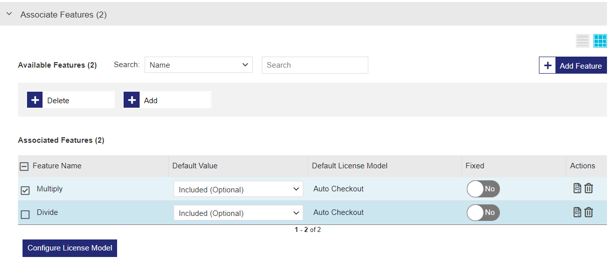 Associate Features pane