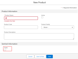 Thales Setting while Adding New Product