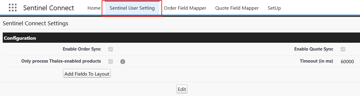 Sentinel User Setting