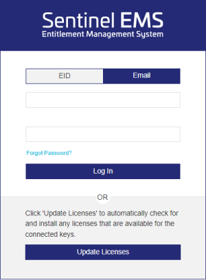 Automatically update licenses by clicking Update Licenses in the login screen