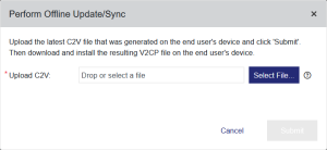 The Perform Offline Update/Sync dialog box